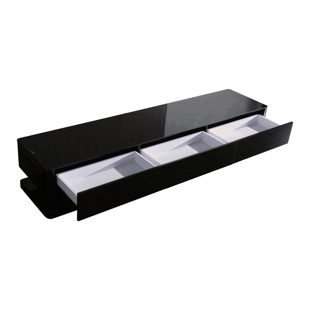 TV Cabinet with 3 Storage Drawers With High Glossy Assembled, Black