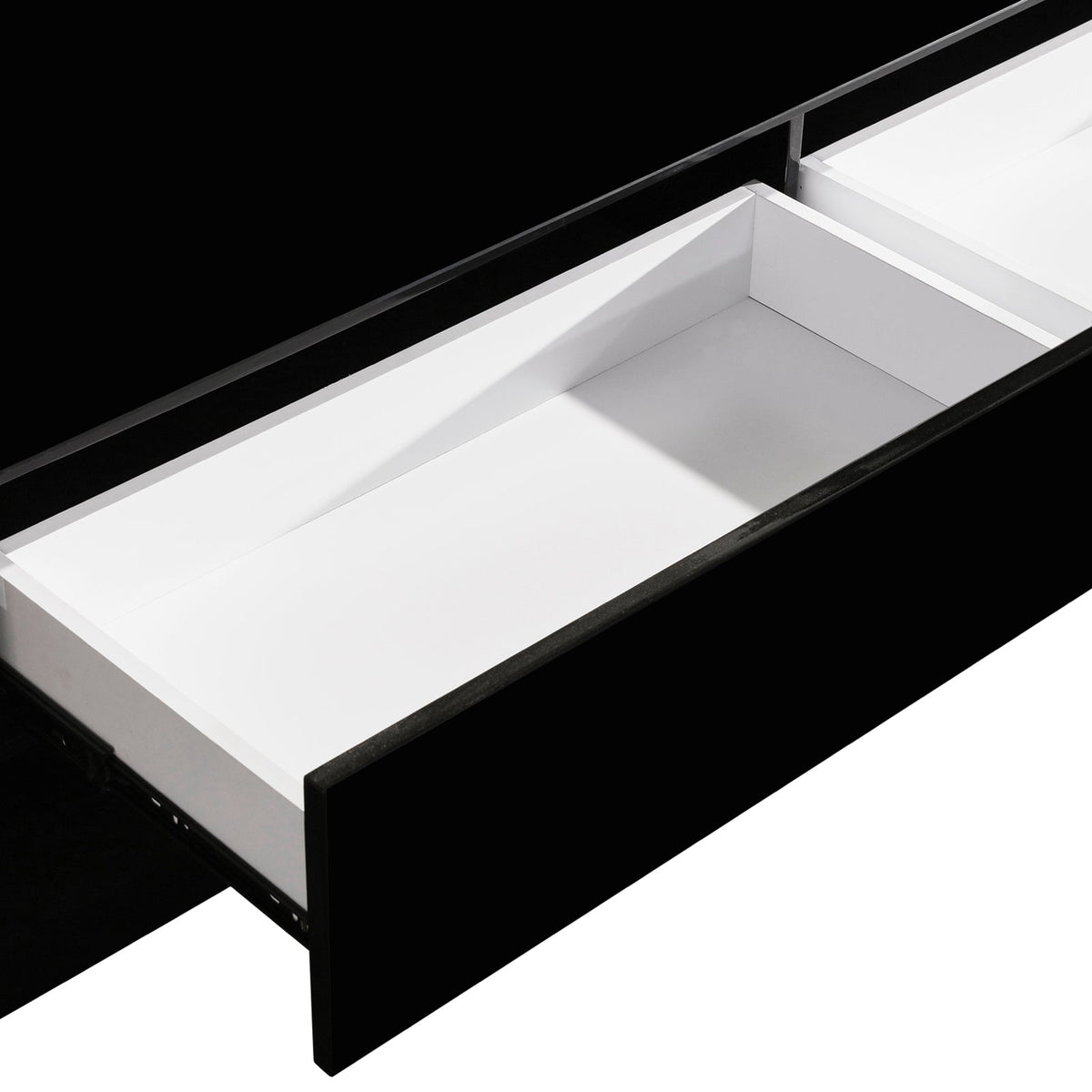 TV Cabinet with 3 Storage Drawers With High Glossy Assembled, Black