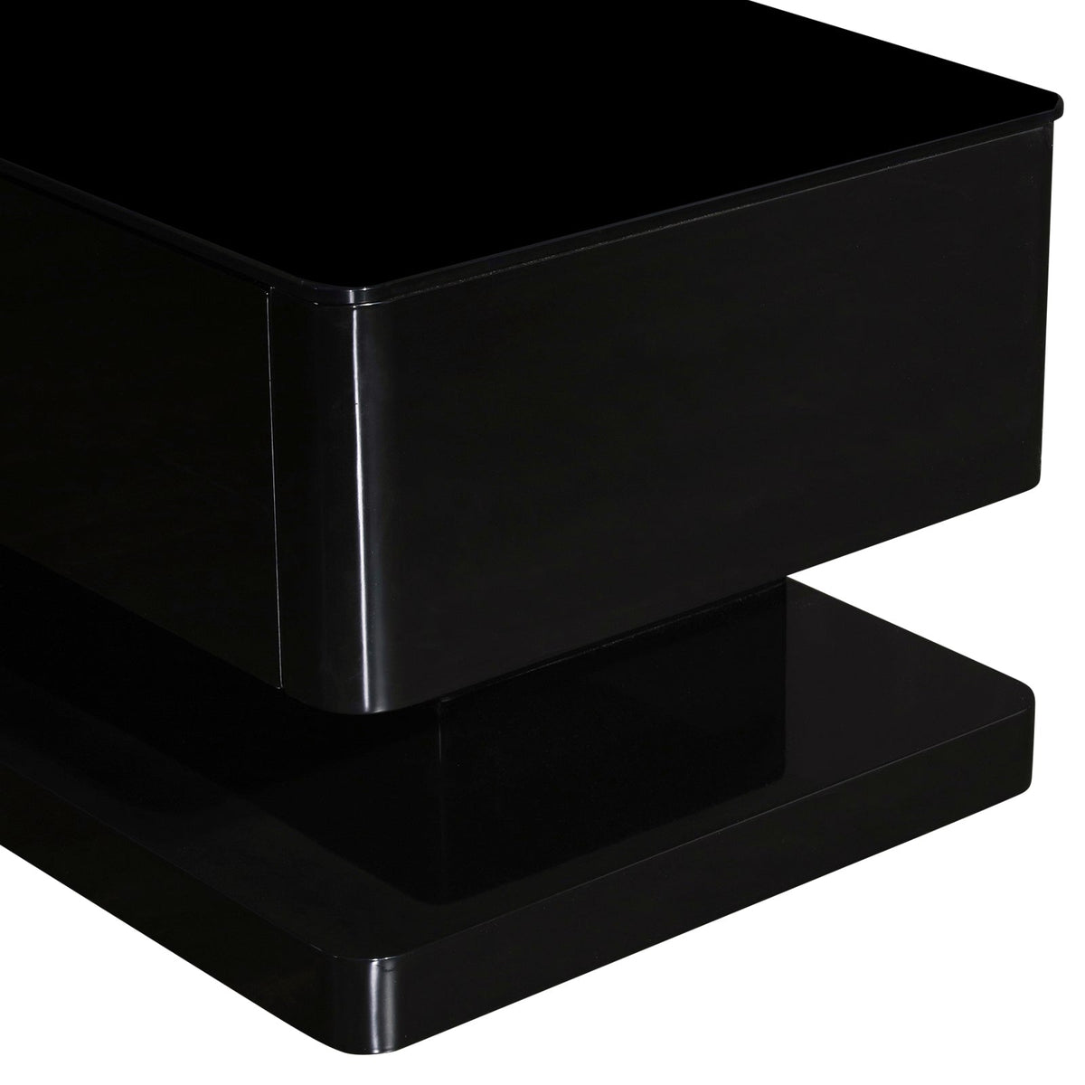 TV Cabinet with 3 Storage Drawers With High Glossy Assembled, Black