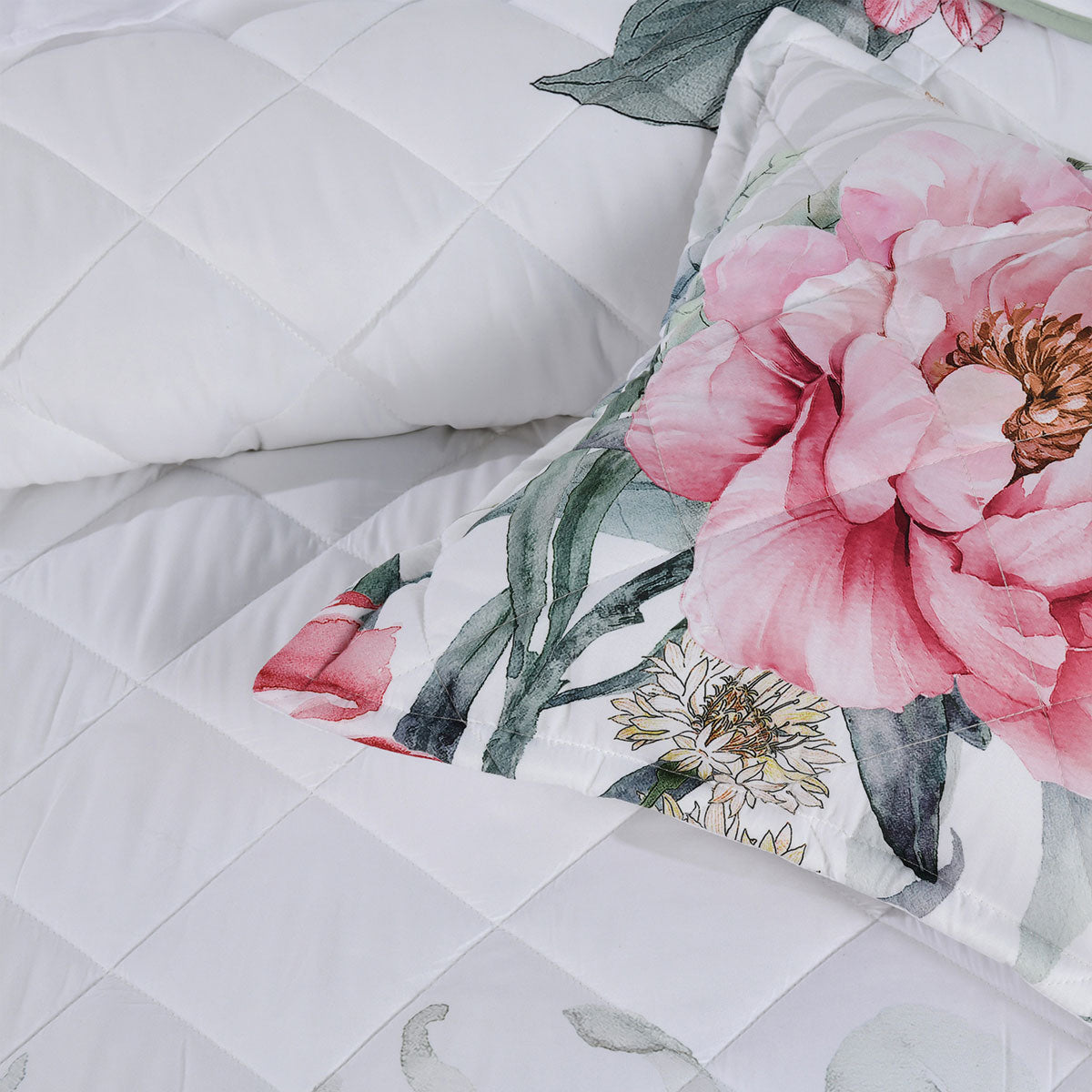 Bianca Coleraine White Floral Printed Bedspread Set King Single
