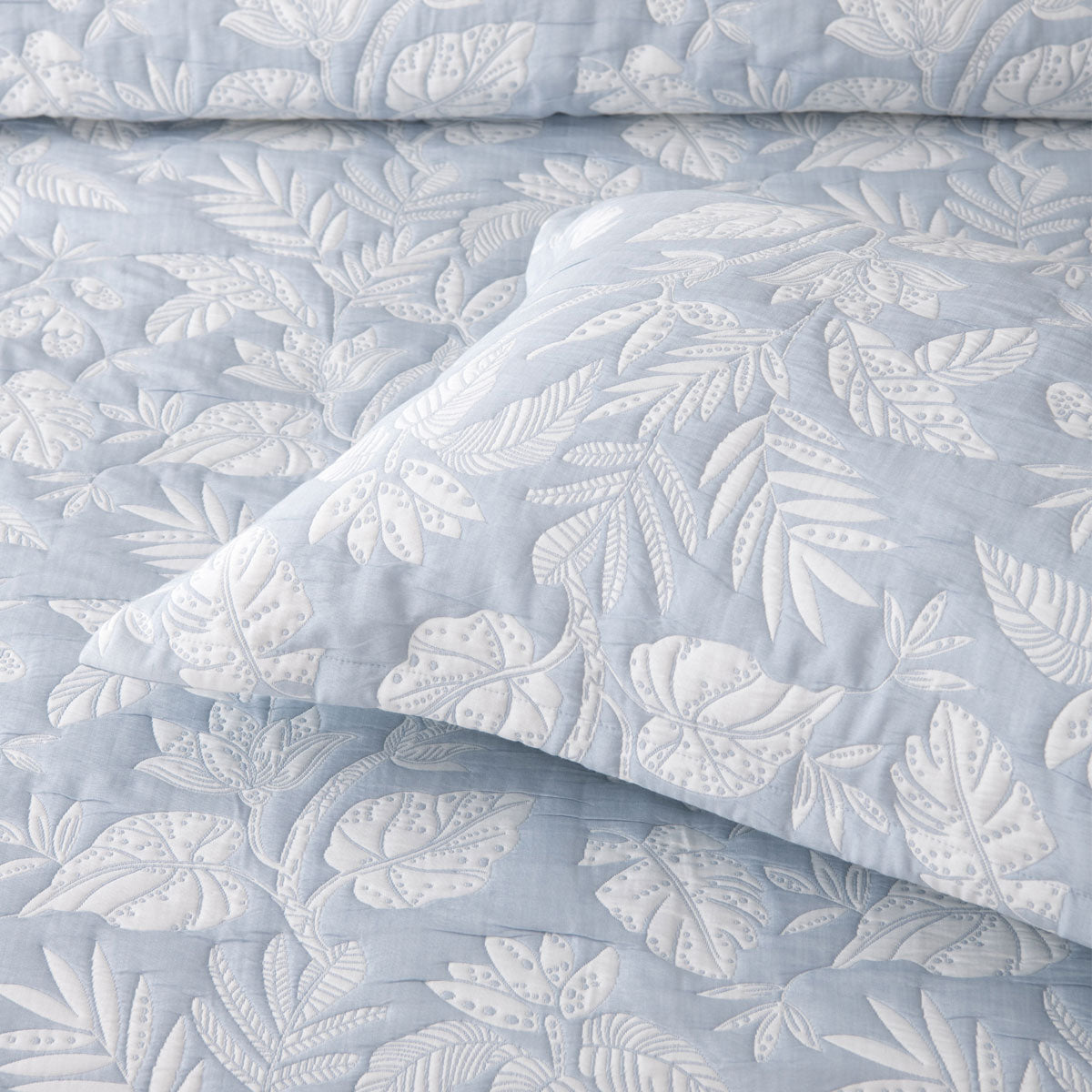 Bianca Laurieton Blue Jacquard Botanical Bedspread Set King