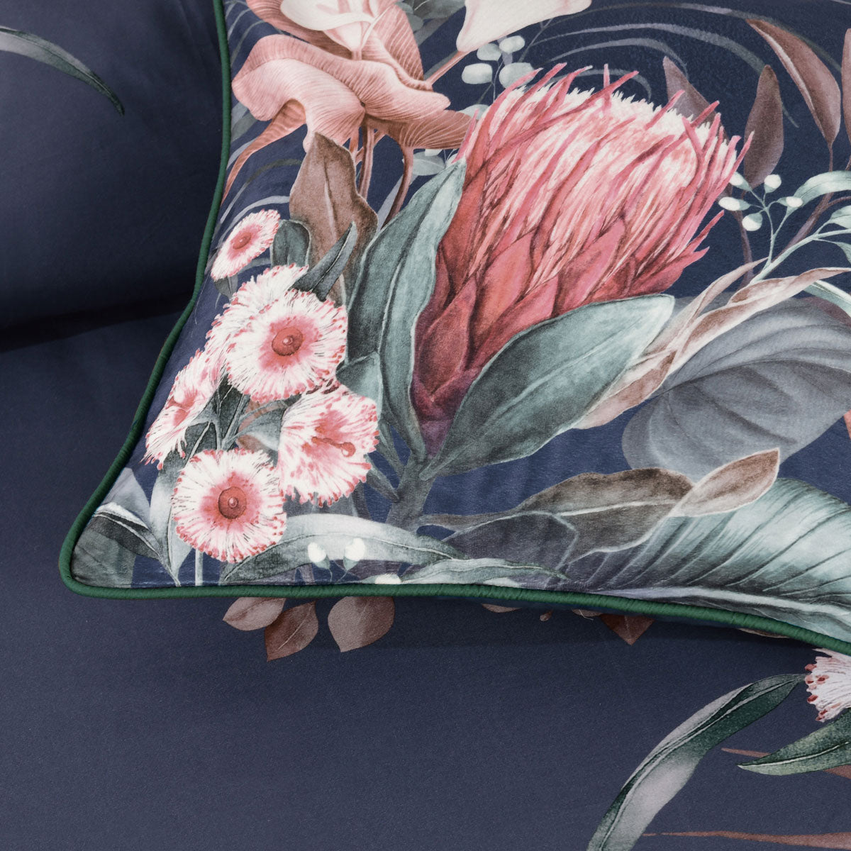 Bianca Balwyn Navy Cotton Sateen Botanical Quilt Cover Set King