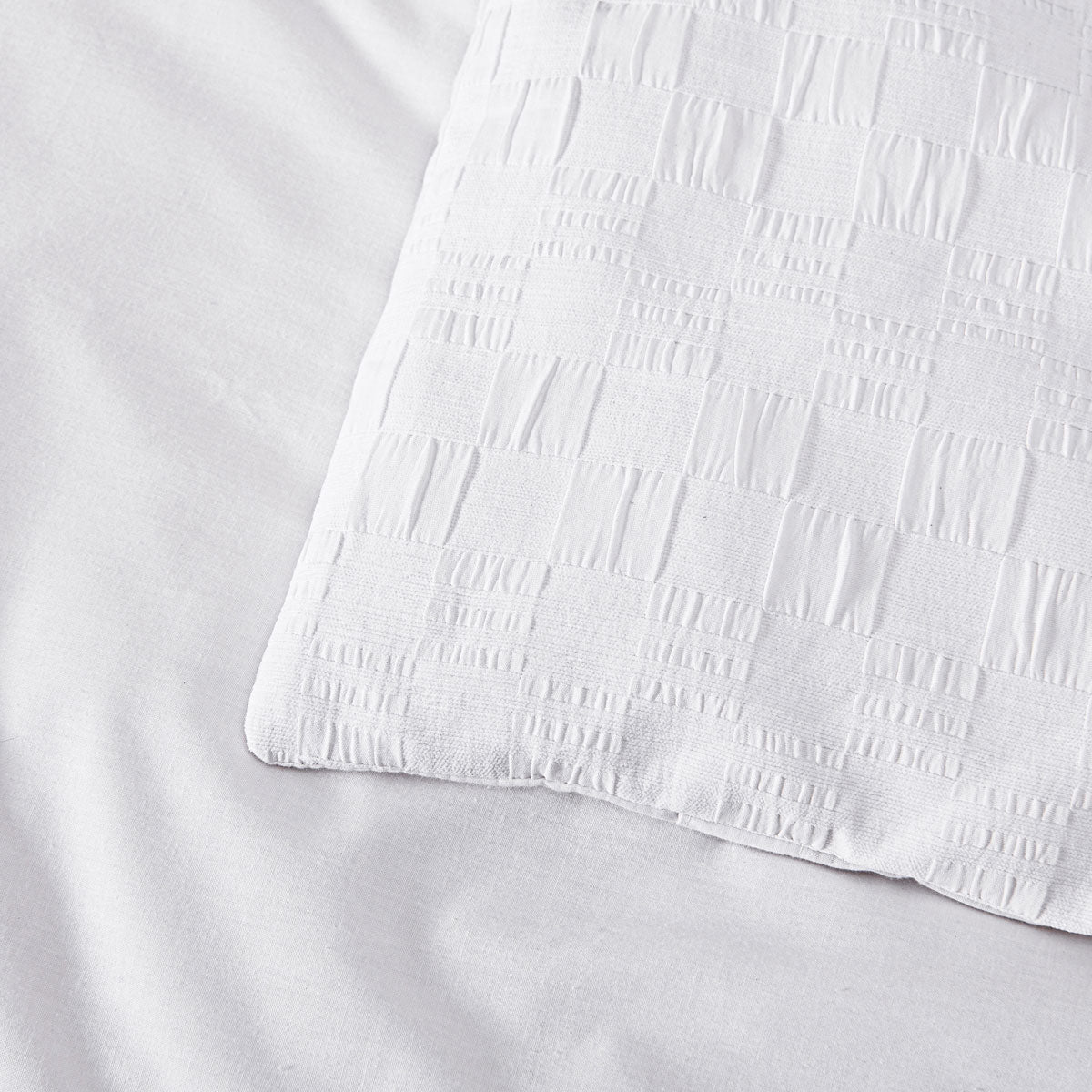 Bianca Cosmo White Soft Chenille Geometric Quilt Cover Set King