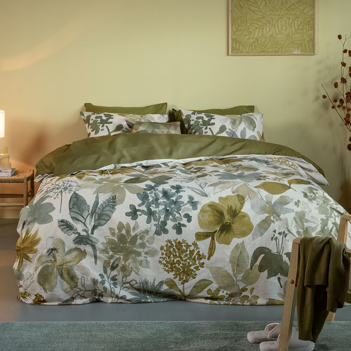 Bedding House Lilian Green 100% Cotton Percale Quilt Cover Set Queen