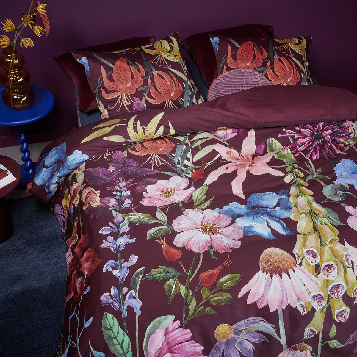 Bedding House Lily Multi Cotton Floral Quilt Cover Set King