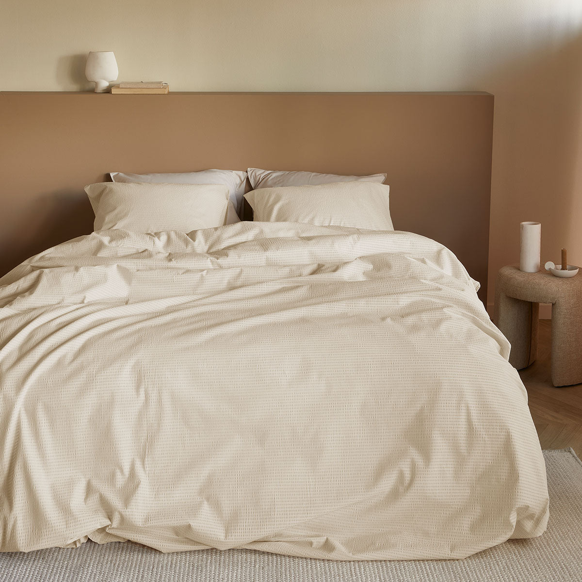 Bedding House Summer Sand Seersucker Cotton Quilt Cover Set Queen