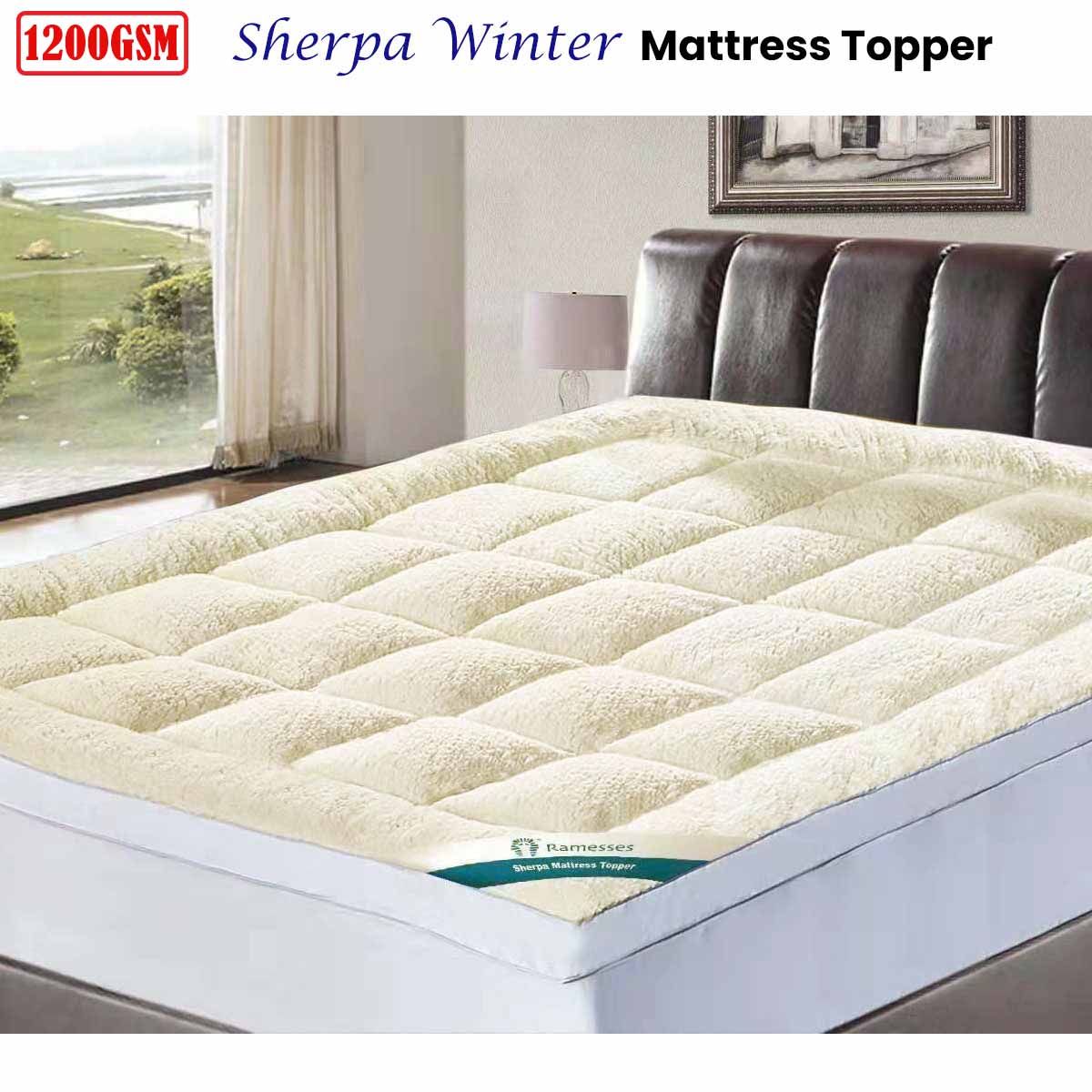 Ramesses 1200GSM Sherpa Winter Mattress Topper Double