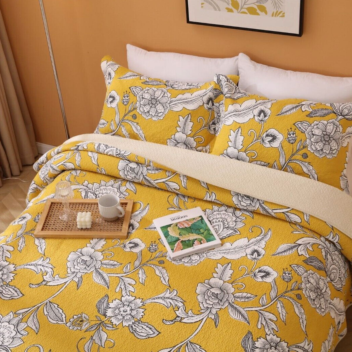Cotton Lightly Quilted Coverlet Set Vibrante Yellow Queen