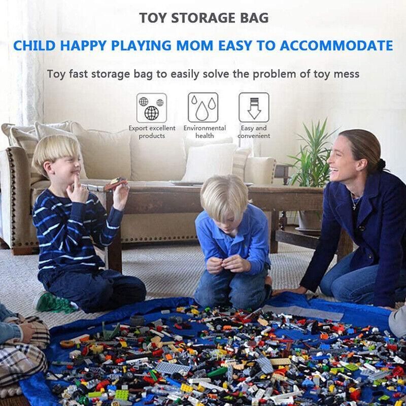 150Cm Kids Play Mat Bag Portable Toy Storage Organizer Lego Toys Drawstring Bag
