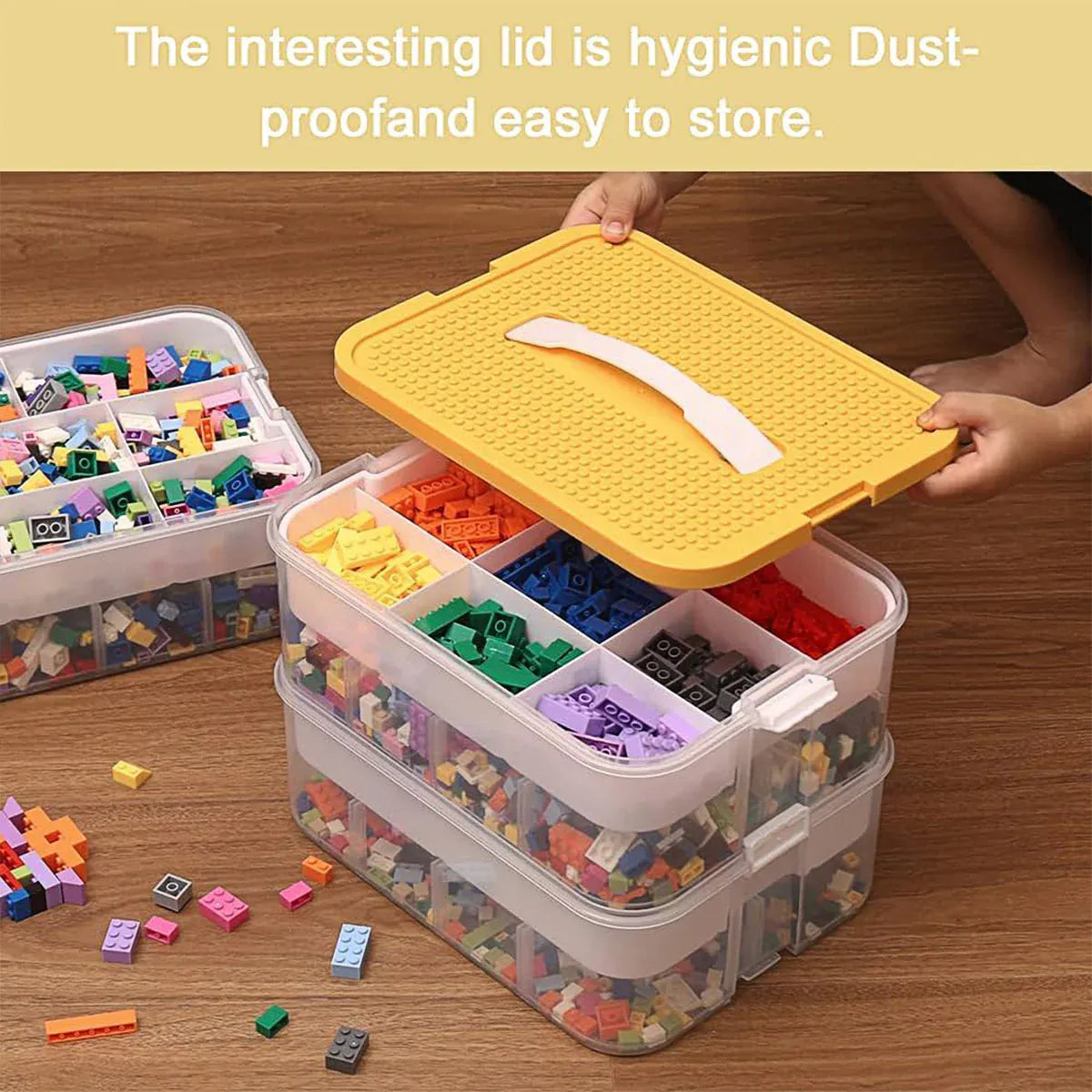 3Layer Storage Box Large Capacity Toy Organizer Building Block Storage Container - Green