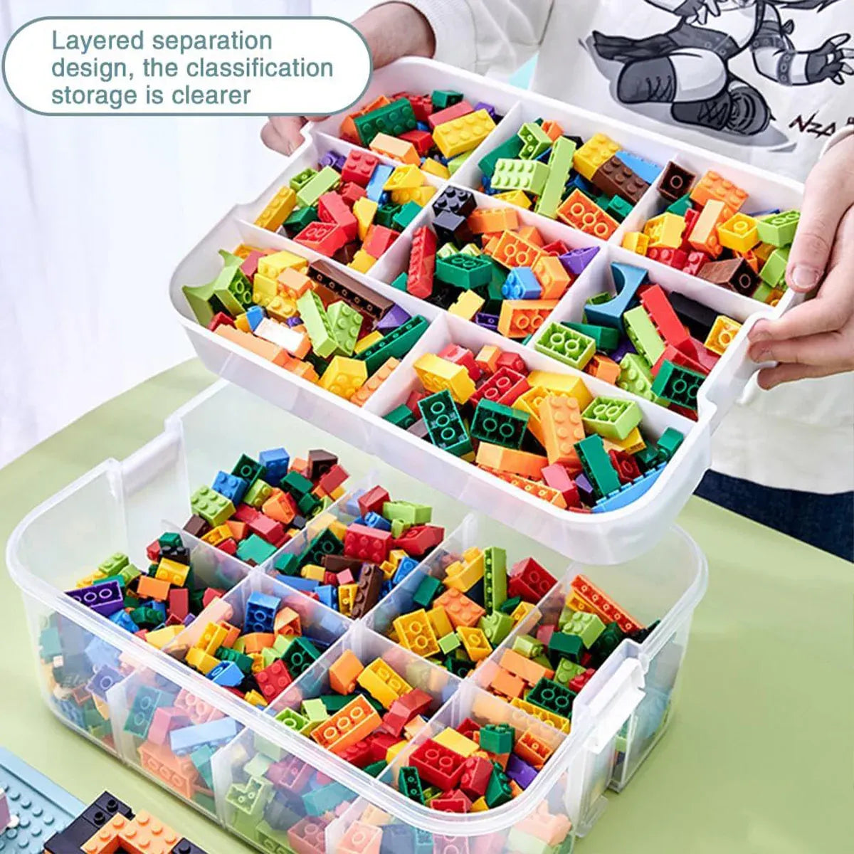 3Layer Storage Box Large Capacity Toy Organizer Building Block Storage Container - Yellow