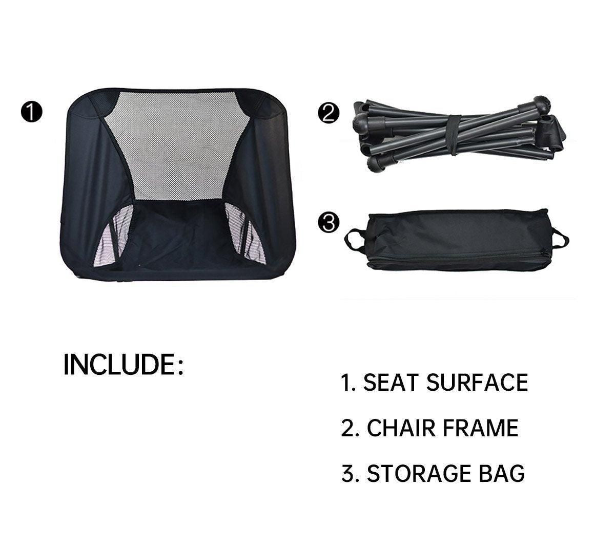 Outdoor Portable Lightweight Folding Camping Chair High Back Fishing Chair - Black
