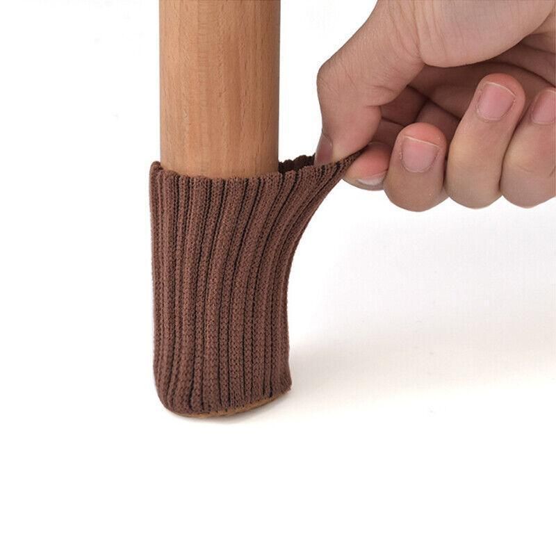 24Pcs Knitted Table Chair Leg Socks Sleeve Floor Protector Furniture Feet Covers - Black