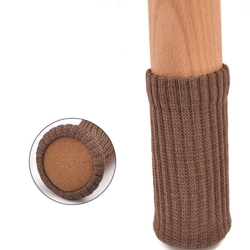 24Pcs Knitted Table Chair Leg Socks Sleeve Floor Protector Furniture Feet Covers - Black