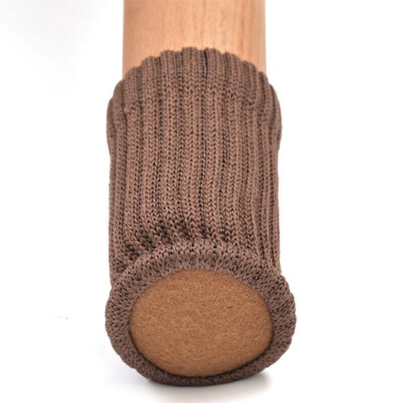 24Pcs Knitted Table Chair Leg Socks Sleeve Floor Protector Furniture Feet Covers - Black