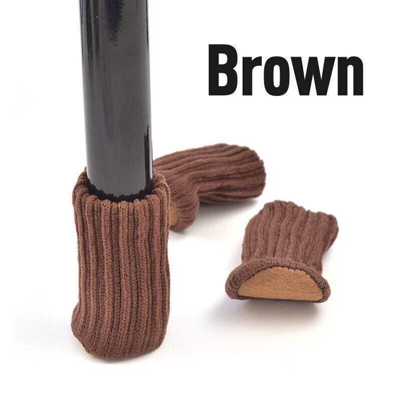 24Pcs Knitted Table Chair Leg Socks Sleeve Floor Protector Furniture Feet Covers - Black