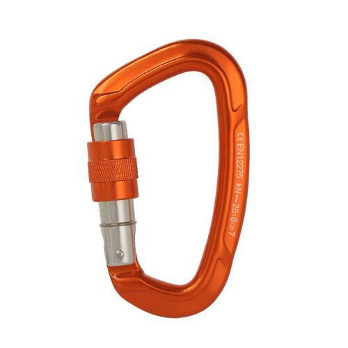 25KN Screwgate Locking Rock Climbing Carabiner Clip Aluminum D Ring Hook Buckle - Blue