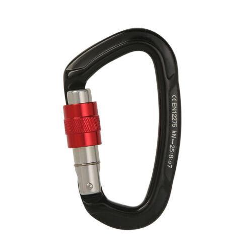 25KN Screwgate Locking Rock Climbing Carabiner Clip Aluminum D Ring Hook Buckle - Gray