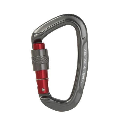 25KN Screwgate Locking Rock Climbing Carabiner Clip Aluminum D Ring Hook Buckle - Gray