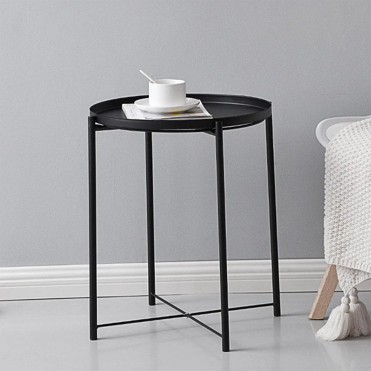 Small Coffee Table Simple Tray Mini Round Table Compact Side Table Living Room