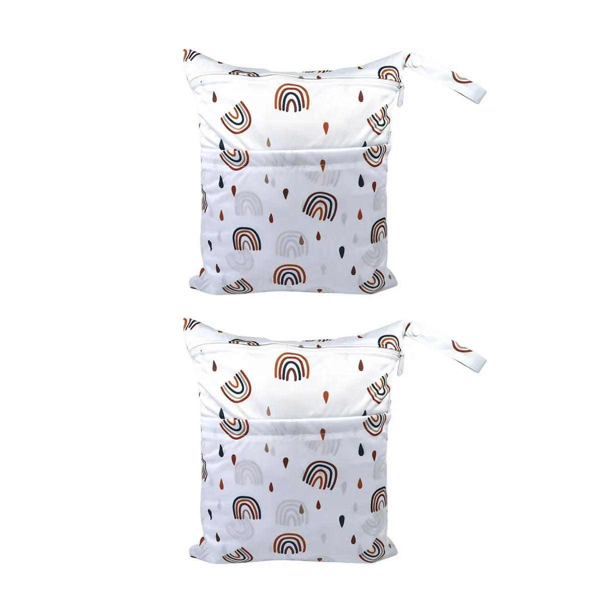 2PCS Cartoon Printed Diaper Bag Double Zipper Washable Storage Organizer - Colour Heart