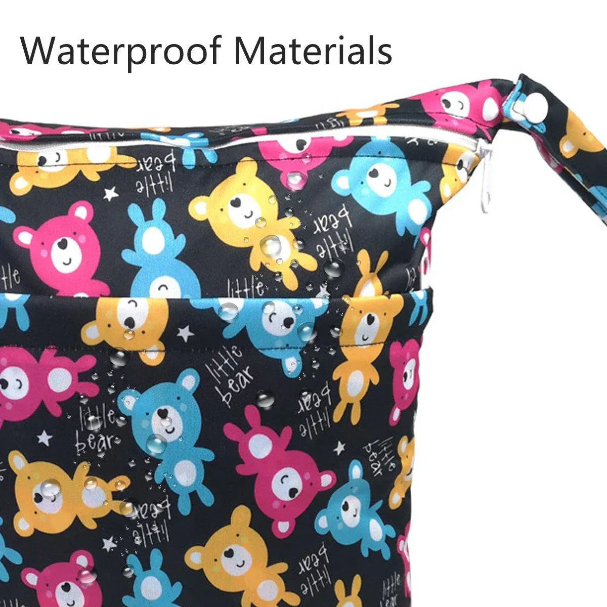 2PCS Cartoon Printed Diaper Bag Double Zipper Washable Storage Organizer - Colour Heart