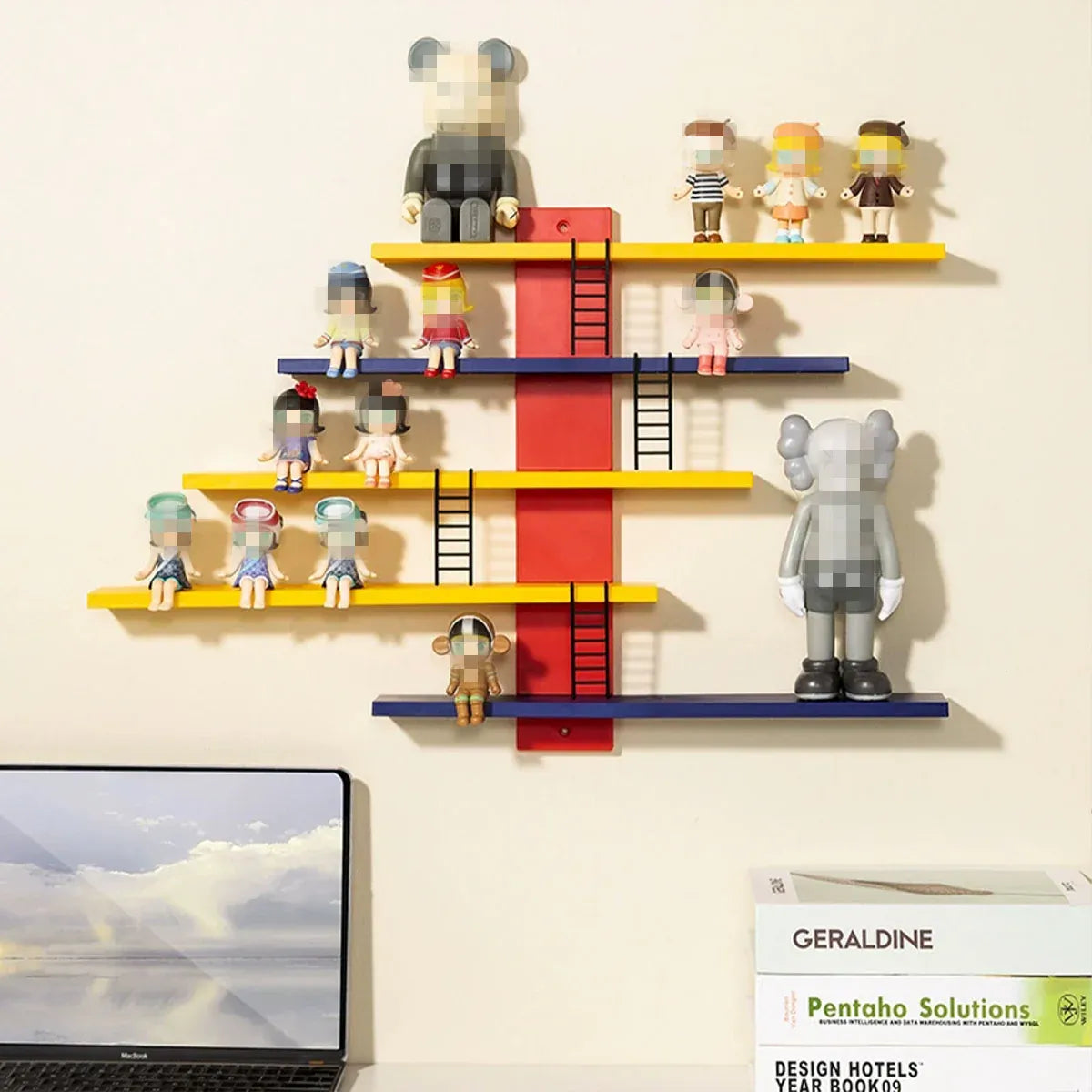 Multi Layer Wall Display Rack Step Shelf for Toys Dolls Desk Room Office Decor