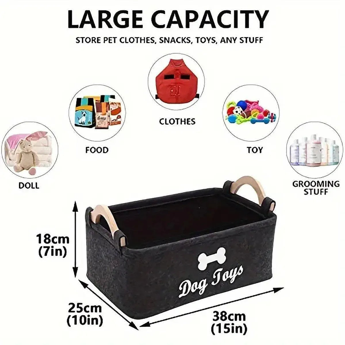 Large Felt Storage Basket for Dog Toys Dirty Clothes Sundries Home Organizer