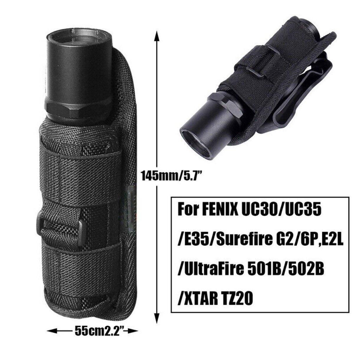 Portable Outdoor Military Flashlight Bag Pouch Tactical Case Holster Belt Holder - Khaki