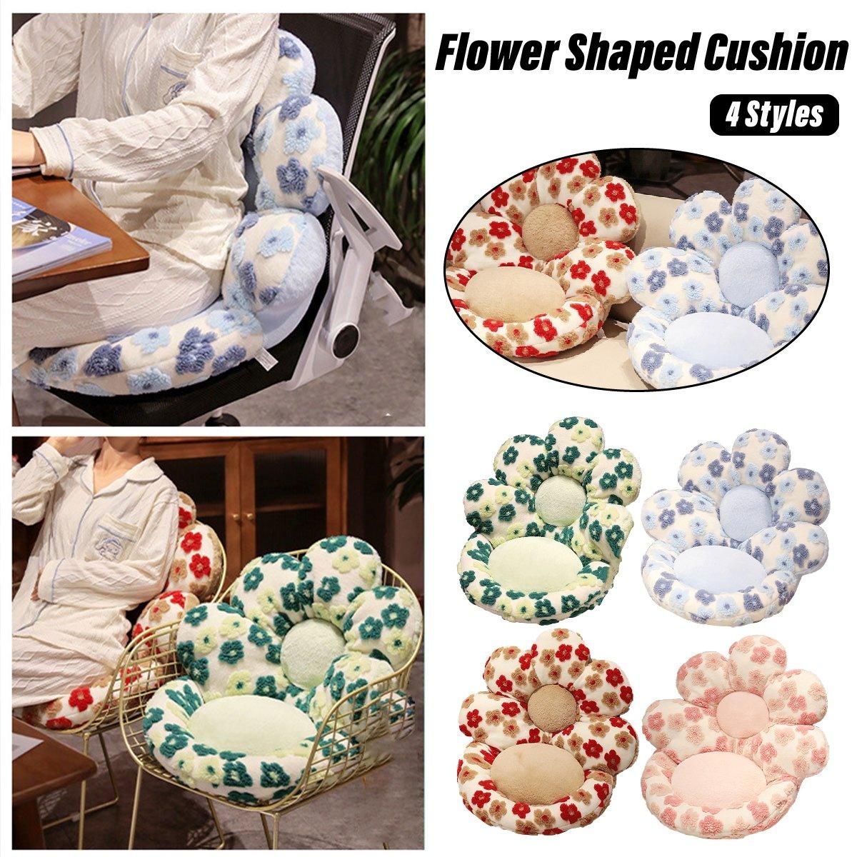 Cute Soft Seat Cushion Flower Shaped Lazy Sofa Pad for Office Chairs and Home Use - Red