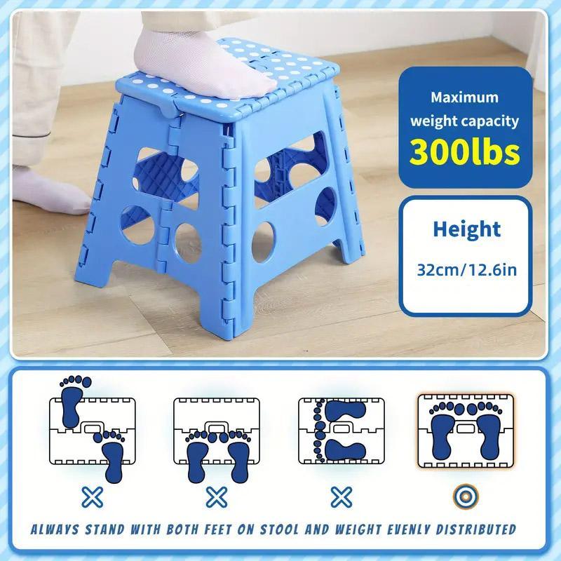 Portable Folding Plastic Stool Lightweight Collapsible Chair for Outdoor Travel - Blue