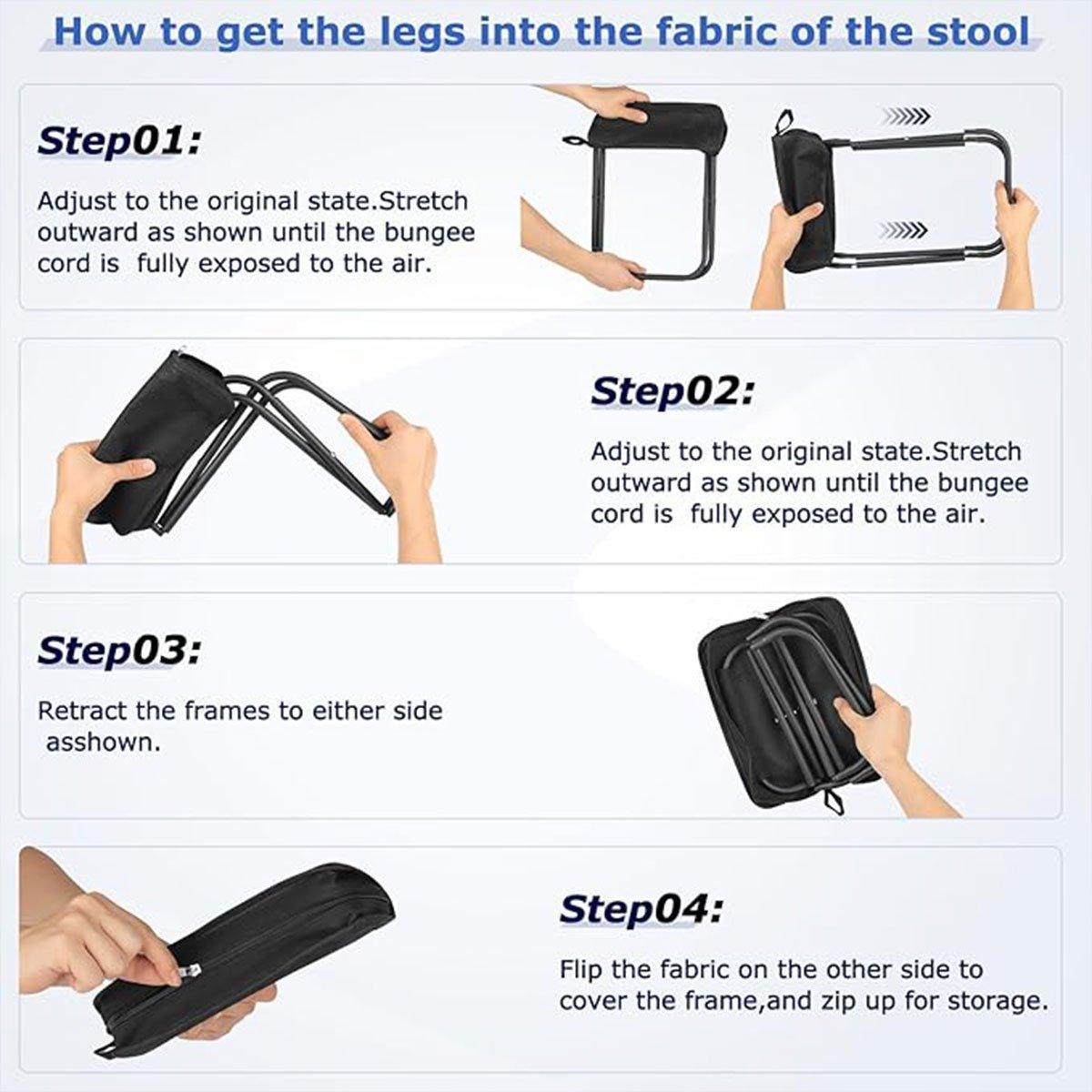 Portable Folding Camping Chair Handbag Stool Lightweight Outdoor Folding Tools - Khaki