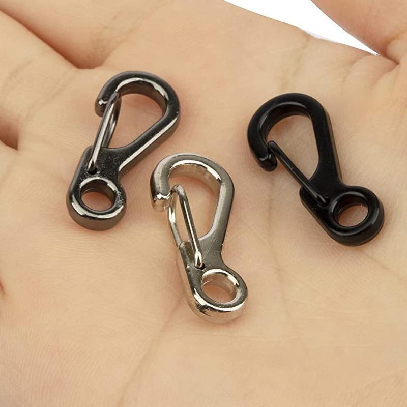 10X Mini Alloy Carabiner Keychain Durable Snap Spring Clip Hook - Black