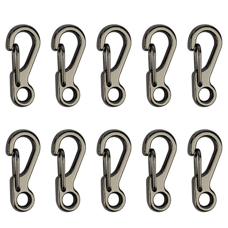 10X Mini Alloy Carabiner Keychain Durable Snap Spring Clip Hook - Silver