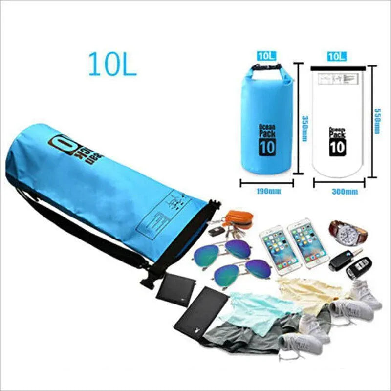 Orange Waterproof Bag Dry Sack Fishing Camping Canoeing Outdoor Sport 2/5/10/15/20/30 L - 10L