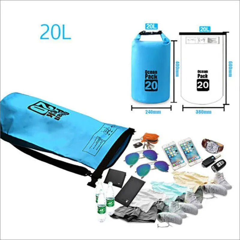 Orange Waterproof Bag Dry Sack Fishing Camping Canoeing Outdoor Sport 2/5/10/15/20/30 L - 10L