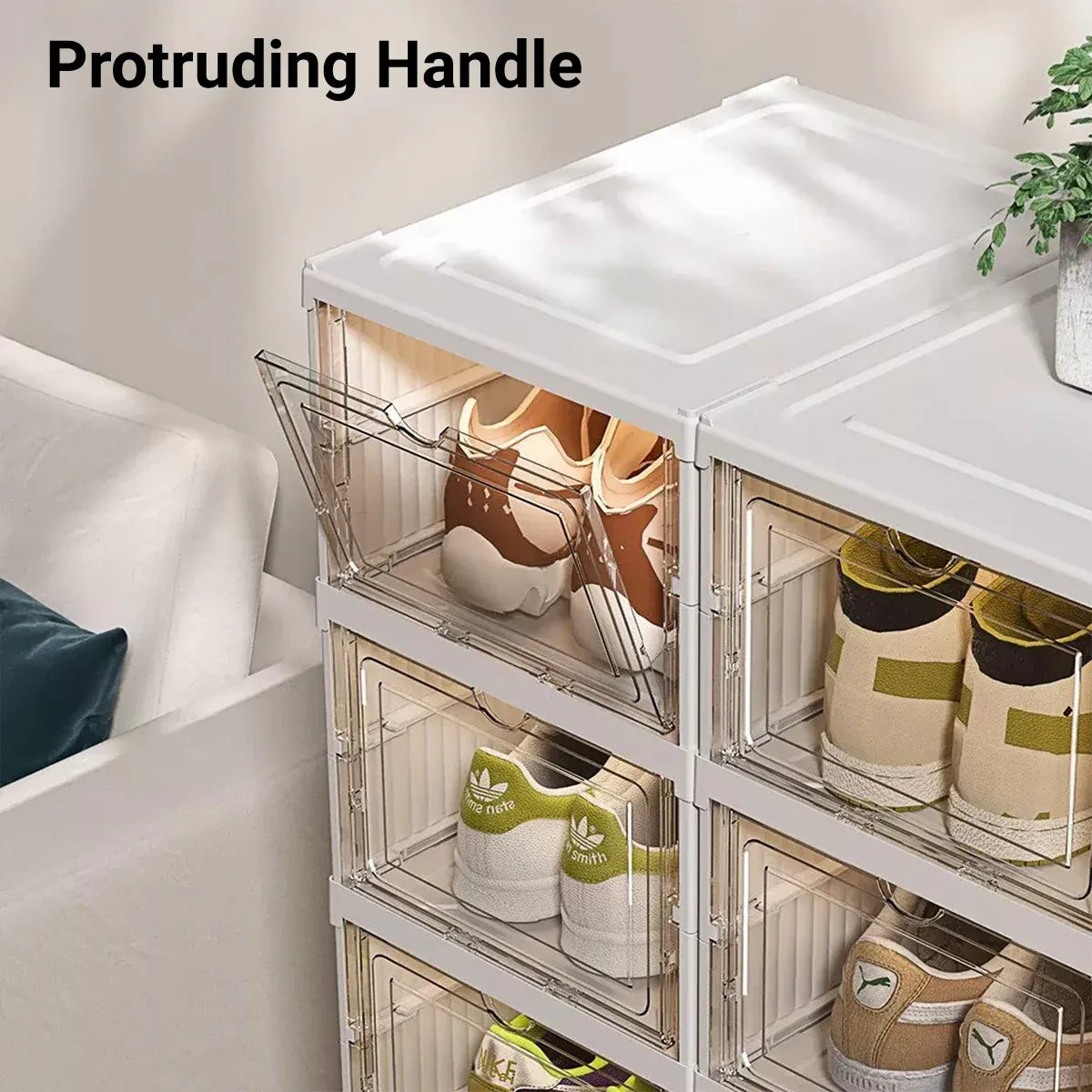 Easy Assemble Shoe Box Foldable Rack 3/6 Layers Storage Transparent Drawers - 3-Tier