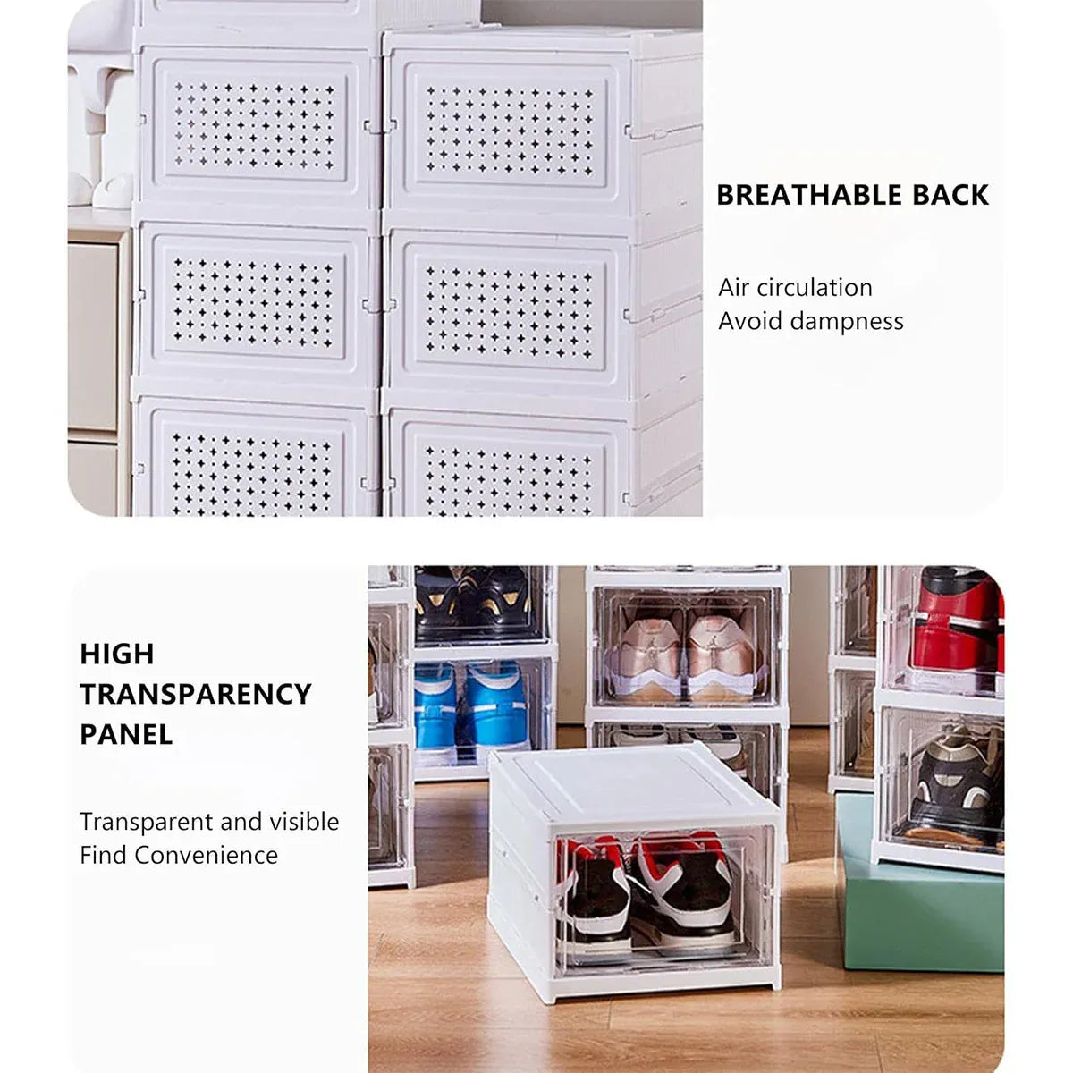 Easy Assemble Shoe Box Foldable Rack 3/6 Layers Storage Transparent Drawers - 3-Tier