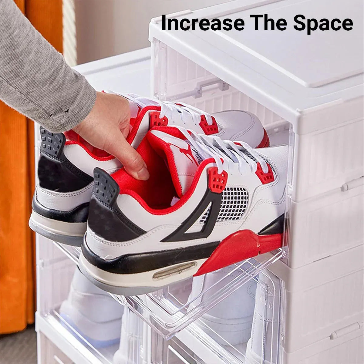 Easy Assemble Shoe Box Foldable Rack 3/6 Layers Storage Transparent Drawers - 3-Tier
