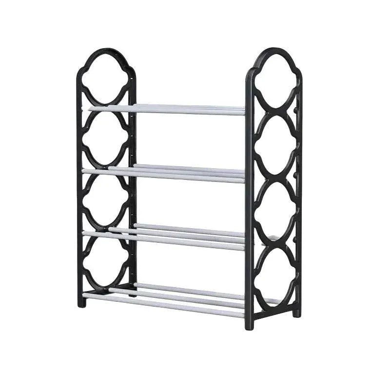 Four Layer Shoe Rack Storage Organizer Multi Tier Shoe Shelf for Entryway Closet - Black