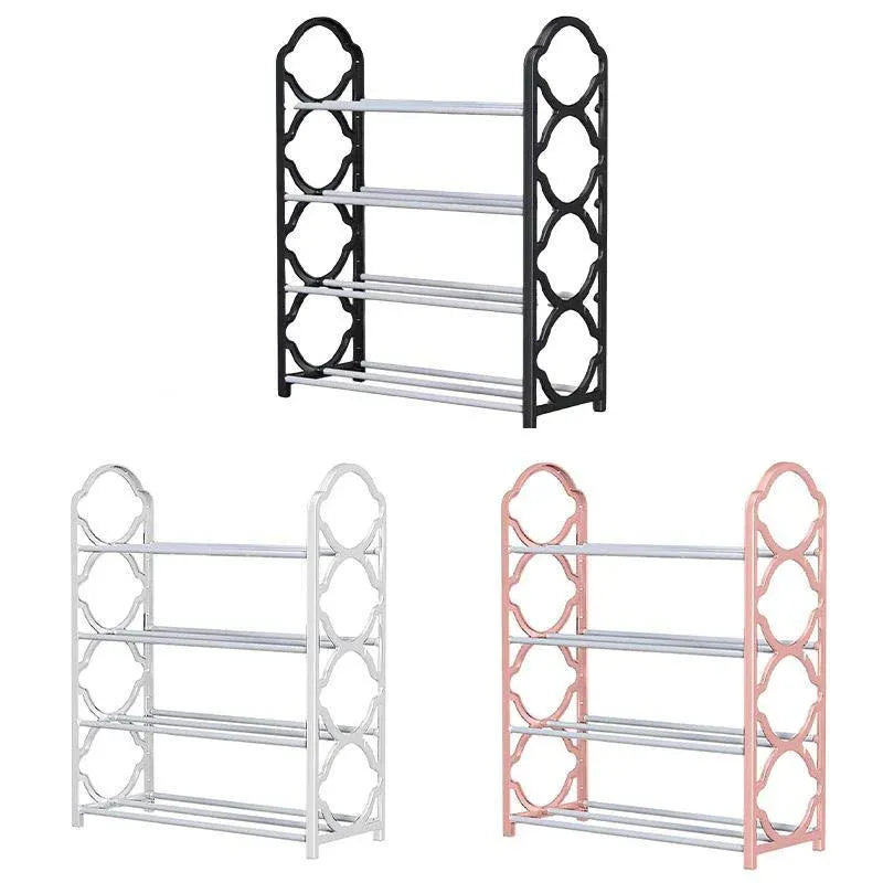 Four Layer Shoe Rack Storage Organizer Multi Tier Shoe Shelf for Entryway Closet - Black