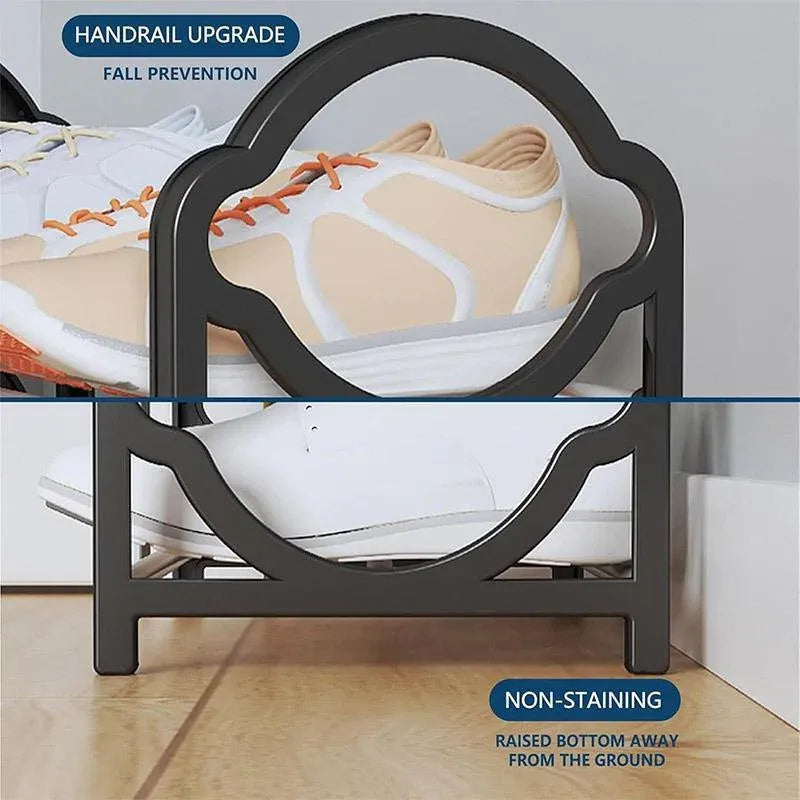 Four Layer Shoe Rack Storage Organizer Multi Tier Shoe Shelf for Entryway Closet - Black