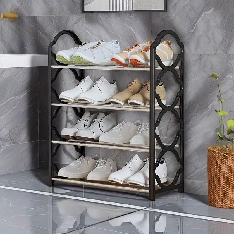 Four Layer Shoe Rack Storage Organizer Multi Tier Shoe Shelf for Entryway Closet - Black