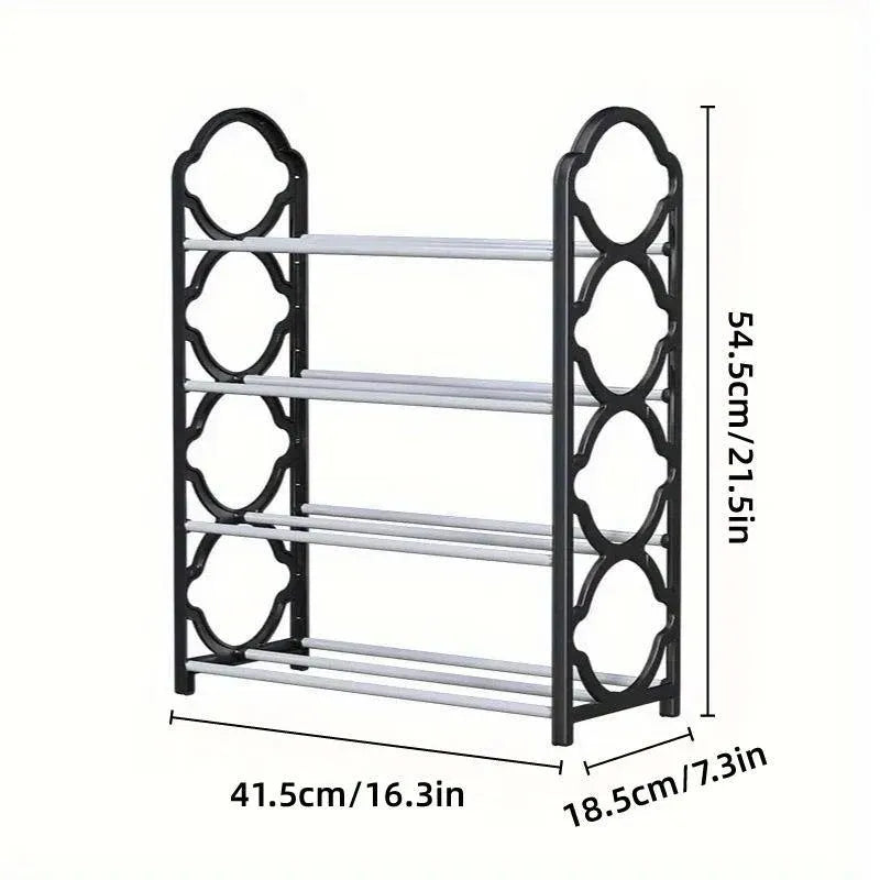 Four Layer Shoe Rack Storage Organizer Multi Tier Shoe Shelf for Entryway Closet - Pink