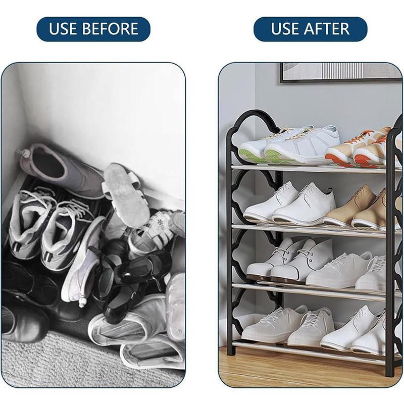 Four Layer Shoe Rack Storage Organizer Multi Tier Shoe Shelf for Entryway Closet - White