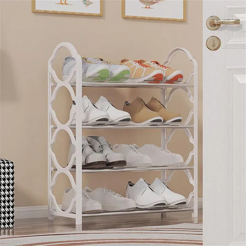 Four Layer Shoe Rack Storage Organizer Multi Tier Shoe Shelf for Entryway Closet - White