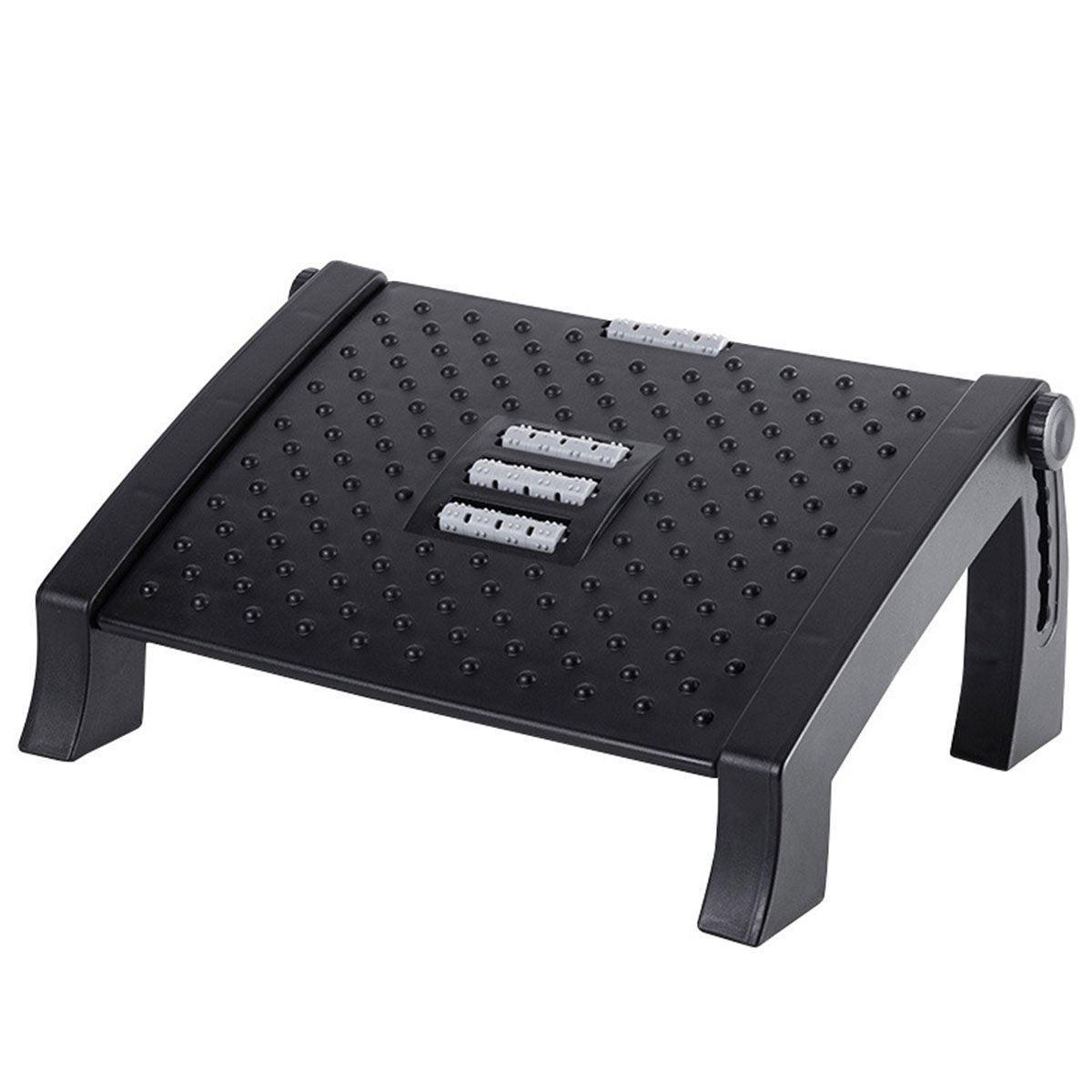 1PC Adjustable Office Foot Rest Pedal Stool Sofa Leg Support for Home or Desk Use - Black