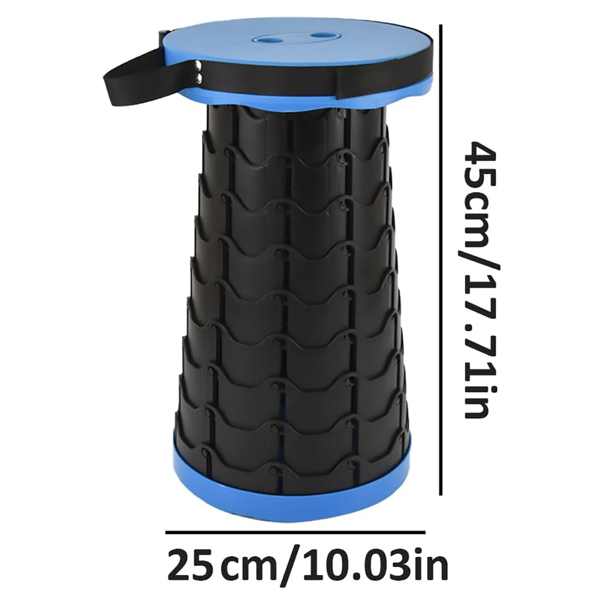 Portable Telescopic Folding Stool Travel Outdoor Seat Compact Retractable Chair - Blue