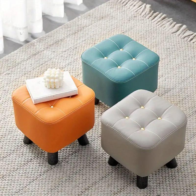 Small Stool Household Sofa Stool Shoes Changing Low Seat for Bedroom and Living - Green