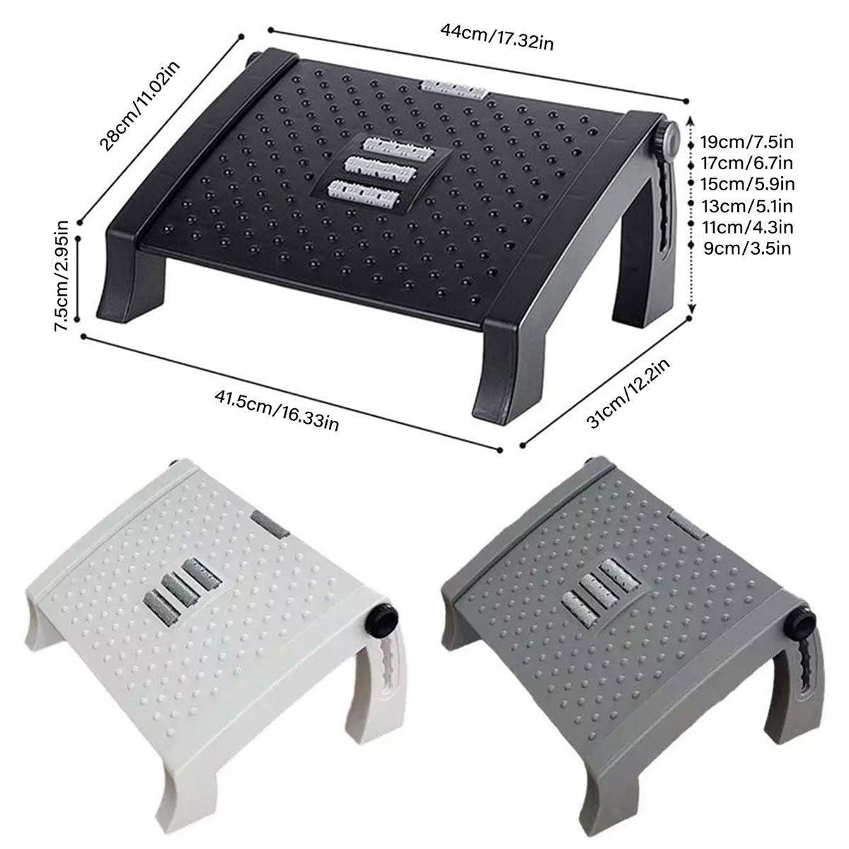 1PC Adjustable Office Foot Rest Pedal Stool Sofa Leg Support for Home or Desk Use - White